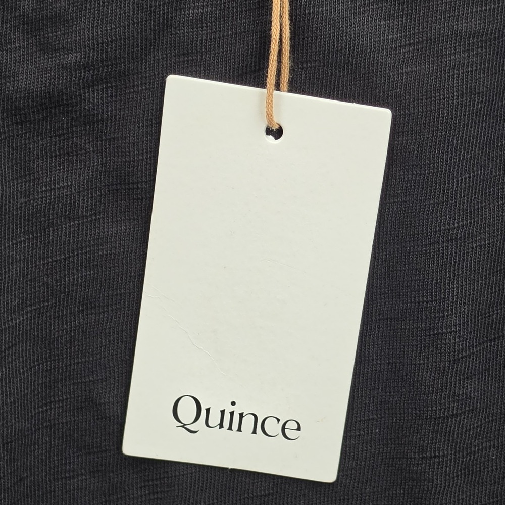 Quince Womens XS Black Organic Cotton Slub Long Sleeve Tee Crewneck Top NWT Soft - Picture 5 of 11